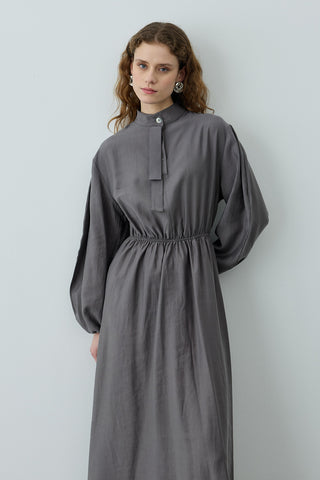 Foulardı Maxi Elbise Antrasit