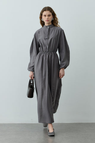 Foulardı Maxi Elbise Antrasit