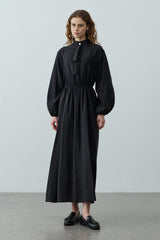 Foulardı Maxi Elbise Siyah