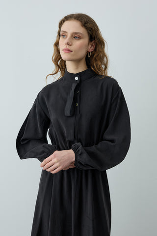 Foulardı Maxi Elbise Siyah