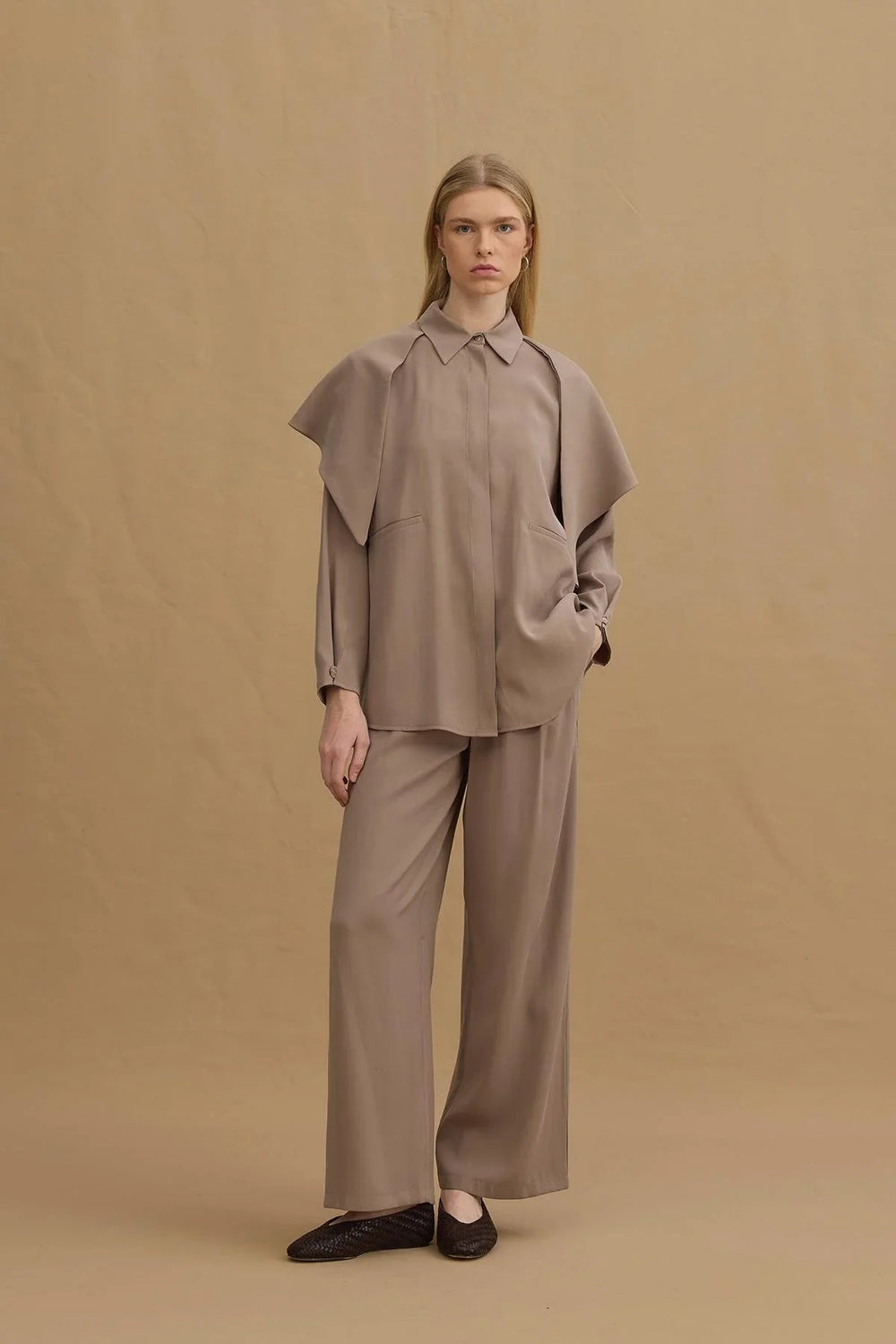 Scarf Tencel Shirt Stone