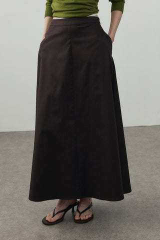 Gabardin Maxi Etek Acı Kahve