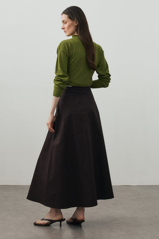 Gabardin Maxi Etek Acı Kahve