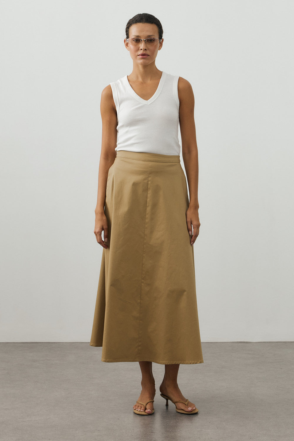 Gabardin Maxi Etek Camel
