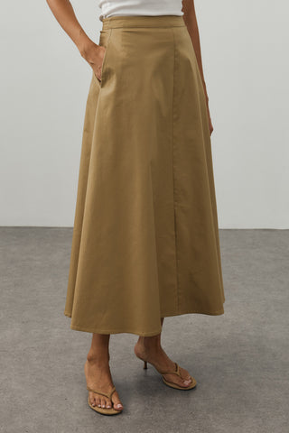 Gabardin Maxi Etek Camel