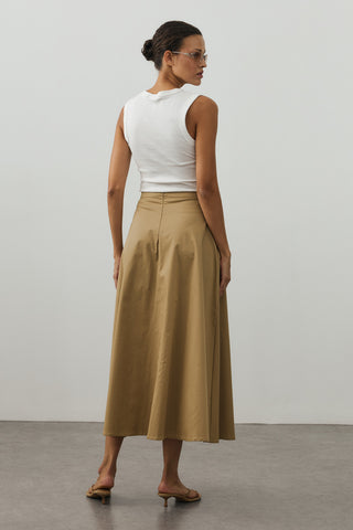 Gabardin Maxi Etek Camel