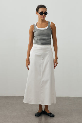 Gabardin Maxi Etek Ekru