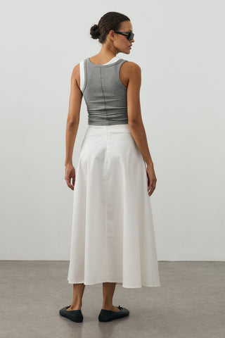 Gabardin Maxi Etek Ekru