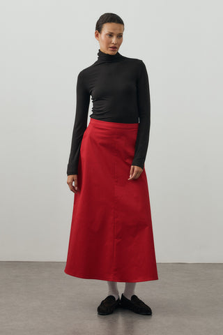 Gabardin Maxi Etek Kırmızı