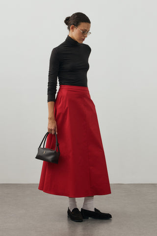 Gabardin Maxi Etek Kırmızı