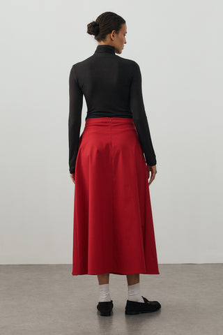 Gabardin Maxi Etek Kırmızı