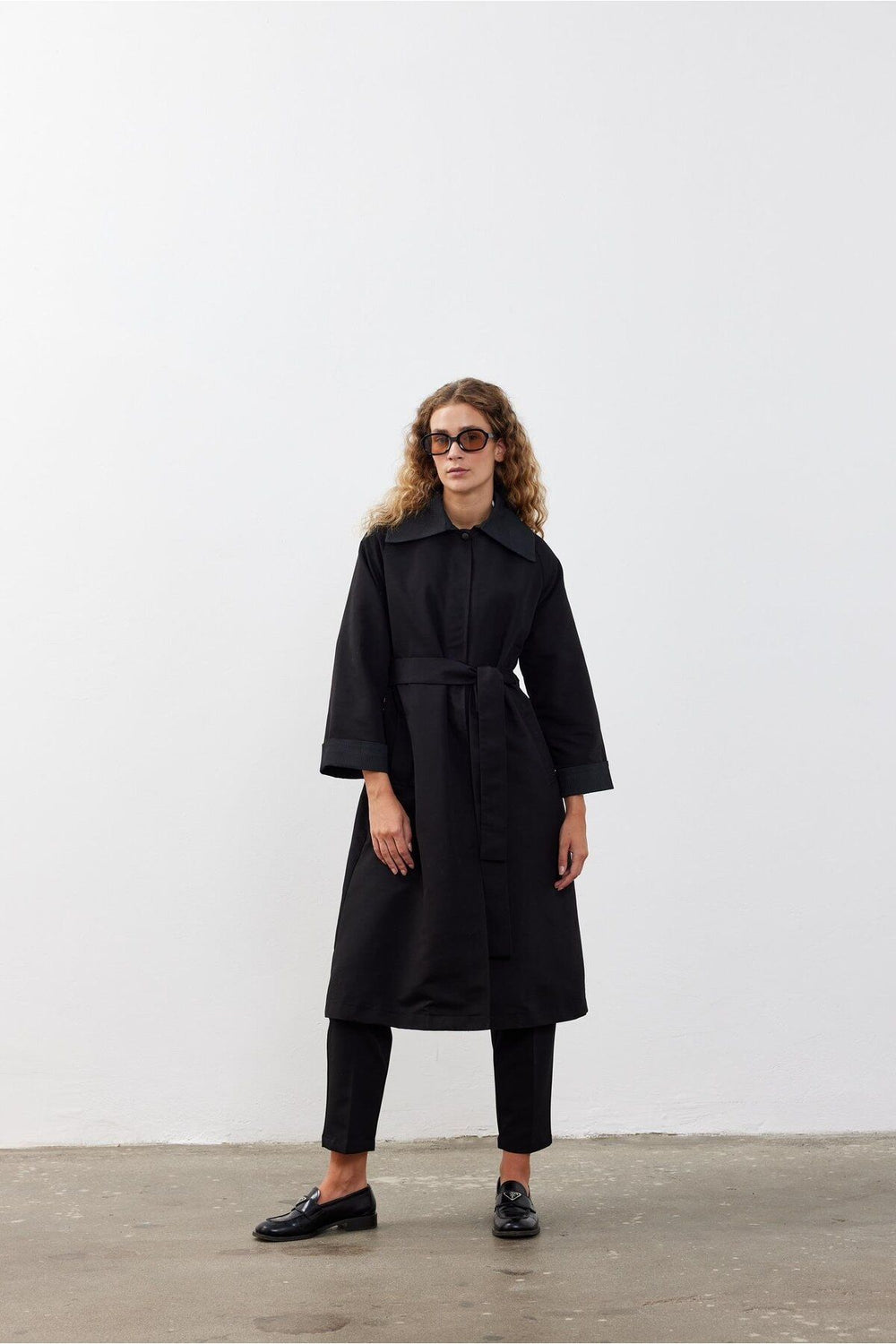 Garnished Trench Coat Black