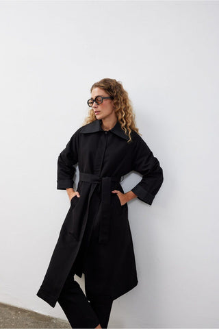 Garnili Trençkot Siyah - Fahhar Design