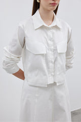 Women's Shirt with Large Pockets in Ecru
