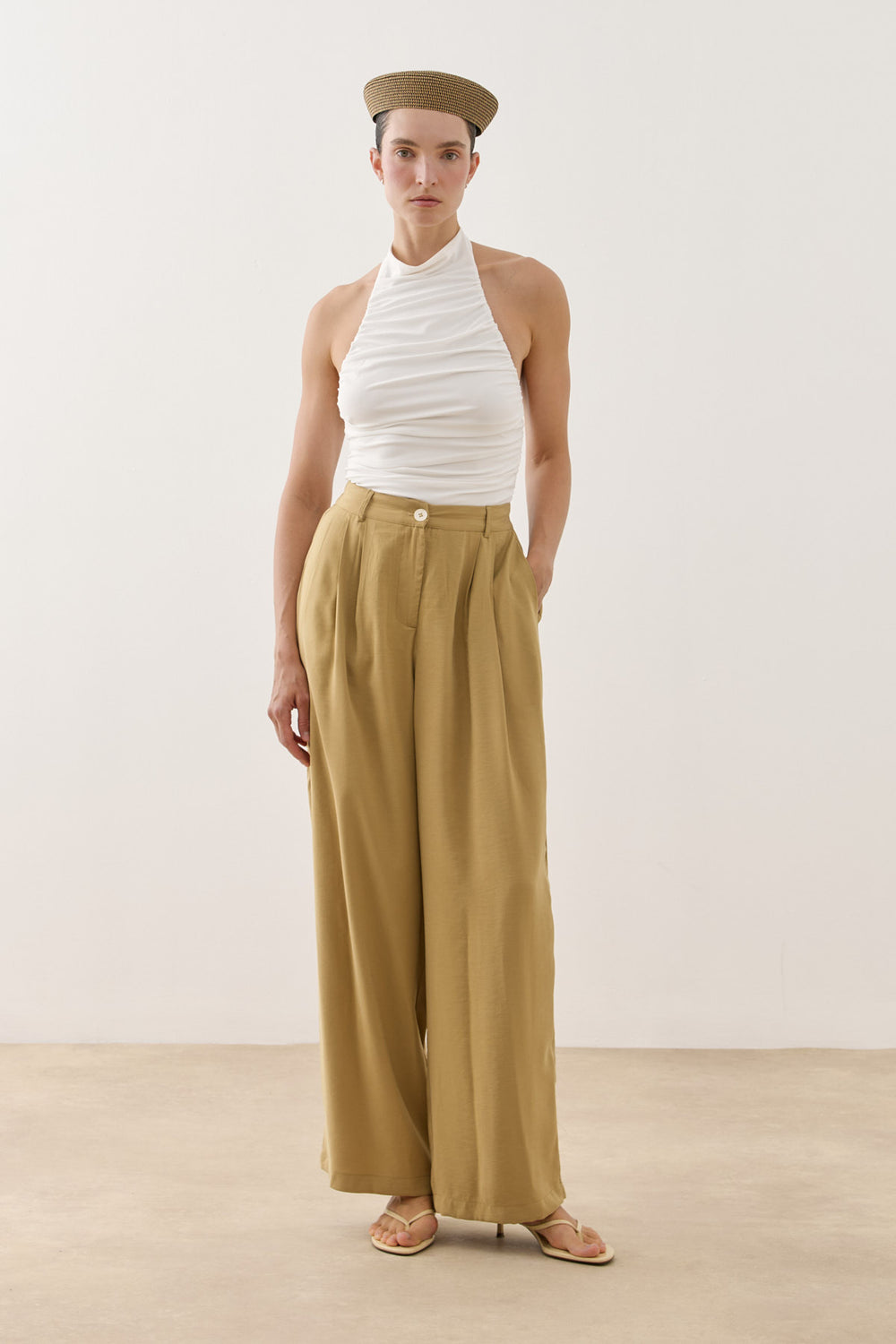 Geniş Dökümlü Pantolon Camel