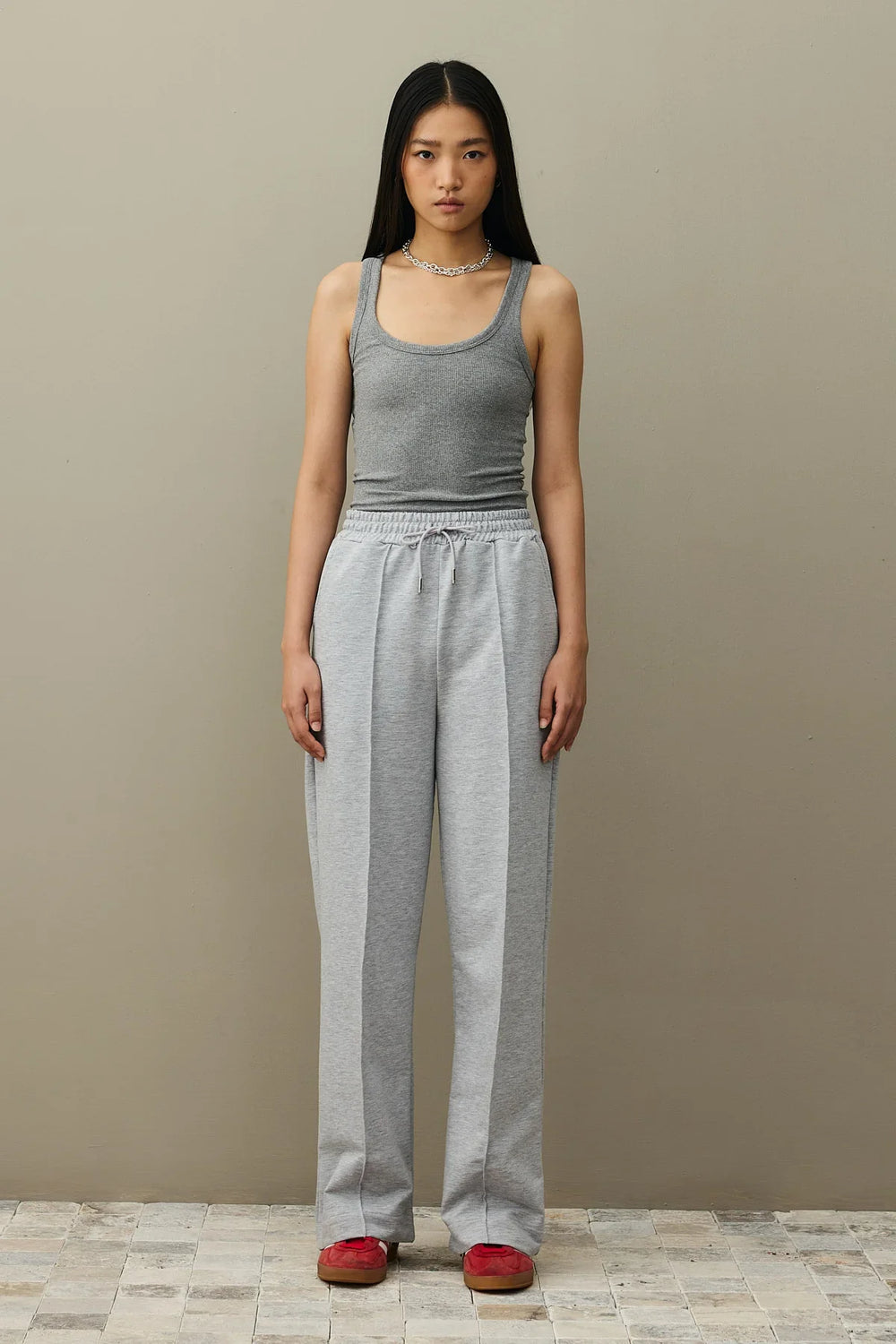 Wide Leg Sweatpants Gray Melange