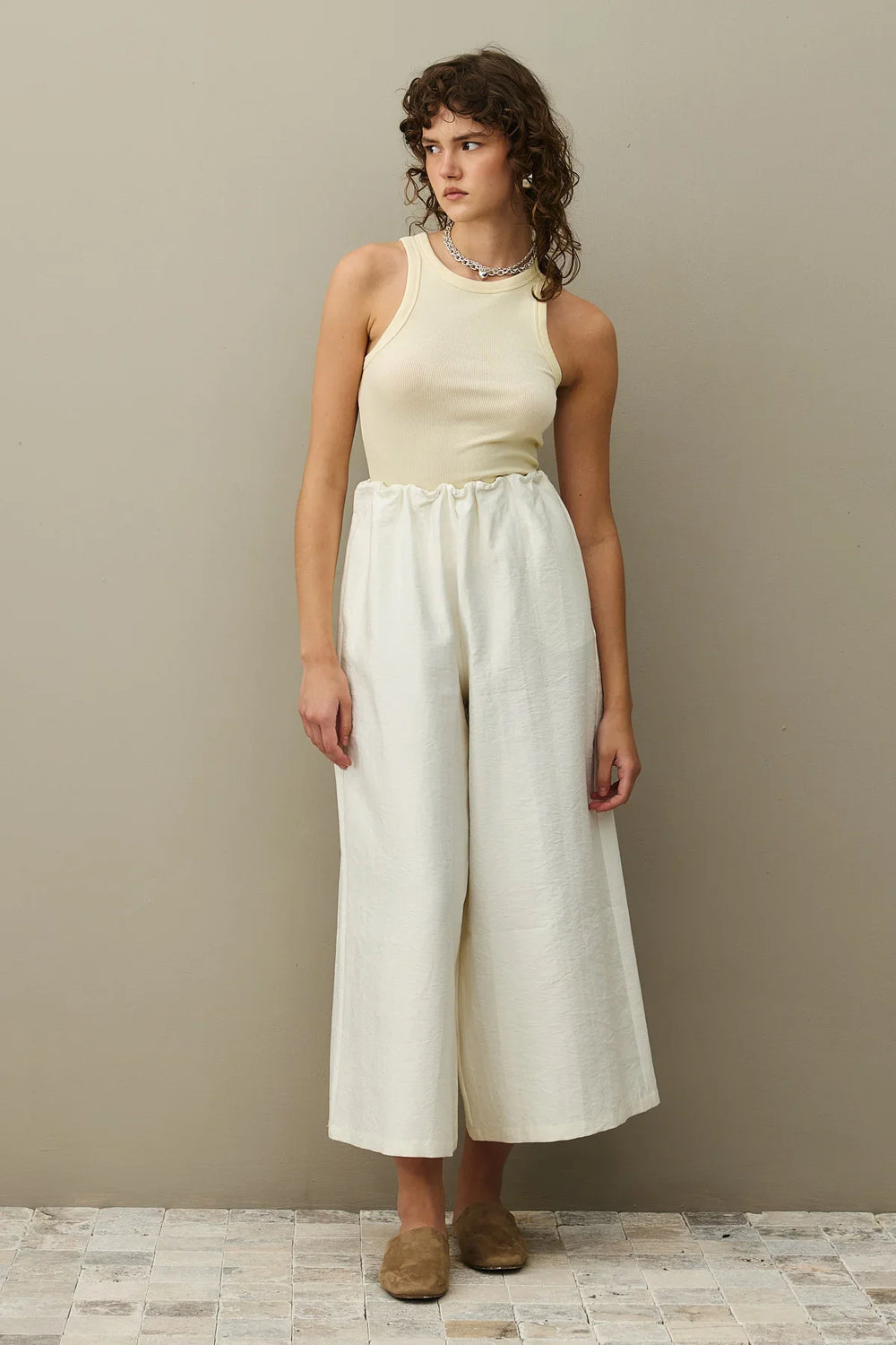 Wide Trousers in Ecru