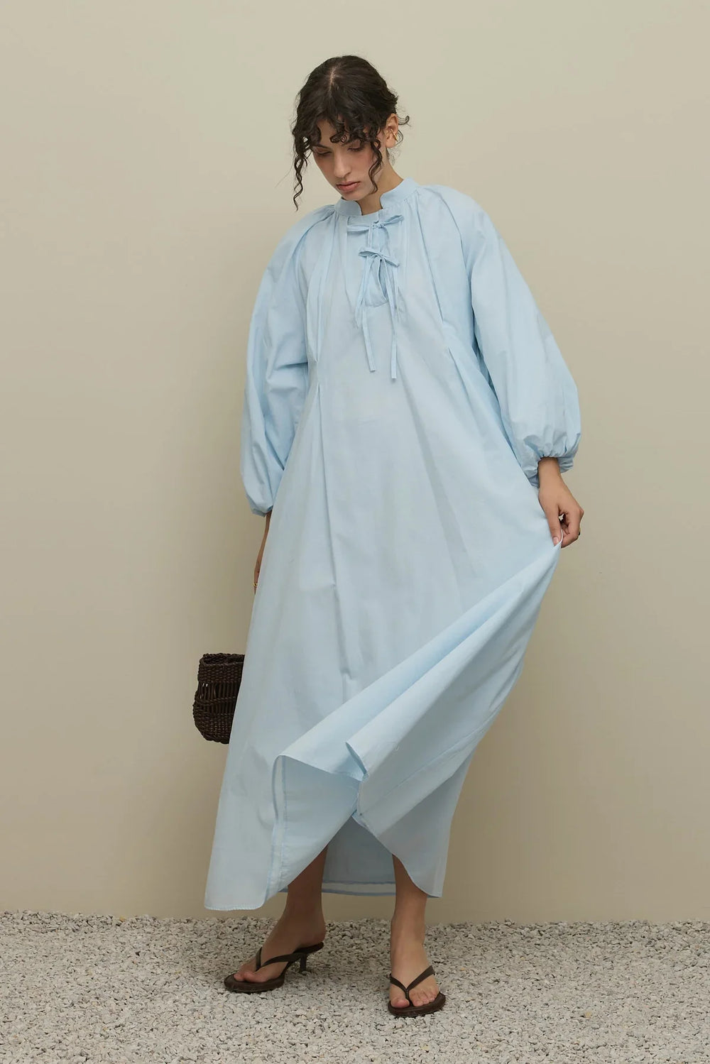 Wide Voile Dress Light blue