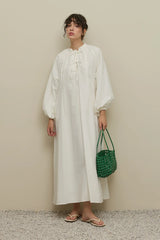 Wide Voile Dress Ecru