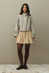 Geniş Yaka Kapamalı Kapitone Ceket Lacivert