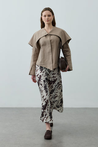 Geniş Yakalı Ceket Bej