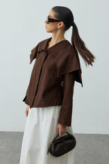 Geniş Yakalı Ceket Kahverengi