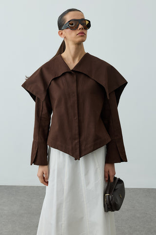 Geniş Yakalı Ceket Kahverengi