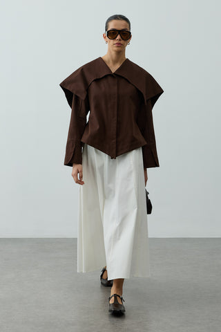 Geniş Yakalı Ceket Kahverengi