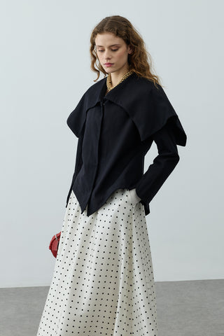 Geniş Yakalı Ceket Siyah