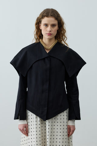 Geniş Yakalı Ceket Siyah