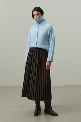 Geniş Yakalı Tiftik Hırka Bebe Mavisi