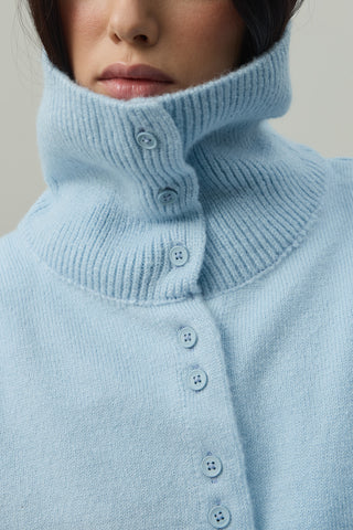 Geniş Yakalı Tiftik Hırka Bebe Mavisi