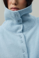 Geniş Yakalı Tiftik Hırka Bebe Mavisi