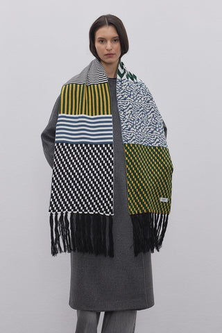 Geometri Desenli Örme Uzun Atkı Desenli