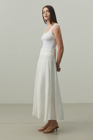 Gode Açılımlı Etek Beyaz