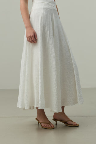 Gode Açılımlı Etek Beyaz