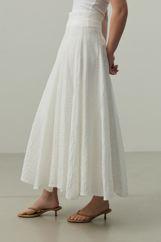 Gode Açılımlı Etek Beyaz