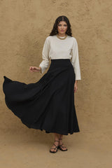 Gode Açılımlı Etek Siyah