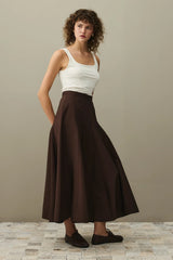 Gode Detaylı Etek Acı Kahve