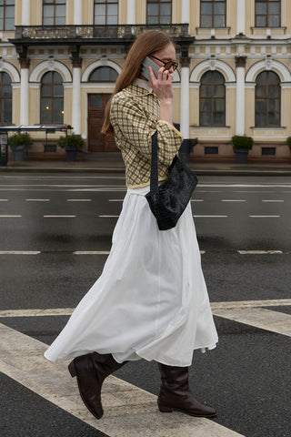 Gode Detaylı Katmanlı Etek Ekru