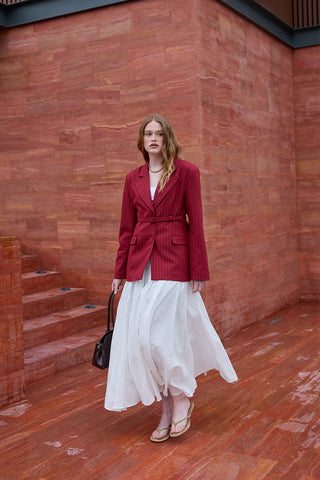 Gode Detaylı Katmanlı Etek Ekru