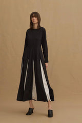 Gode Detaylı Parçalı Elbise Siyah