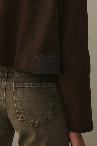 Godeli Crop Denim Ceket Kahverengi