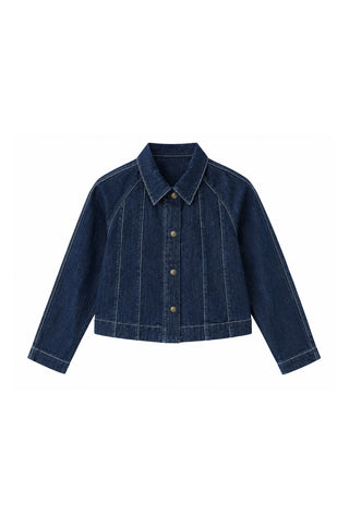 Godeli Crop Denim Jacket Dark Blue