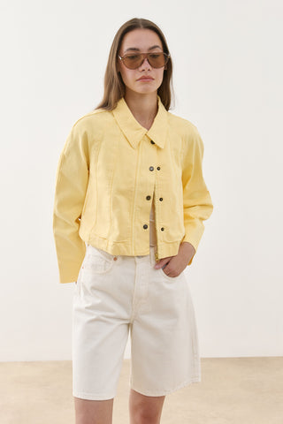 Godeli Crop Denim Jacket Yellow