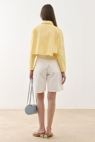 Godeli Crop Denim Jacket Yellow