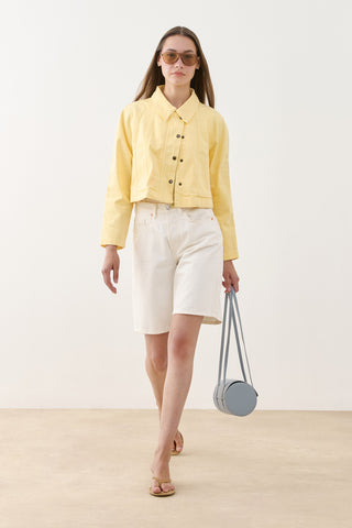 Godeli Crop Denim Jacket Yellow