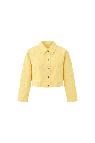 Godeli Crop Denim Ceket Sarı