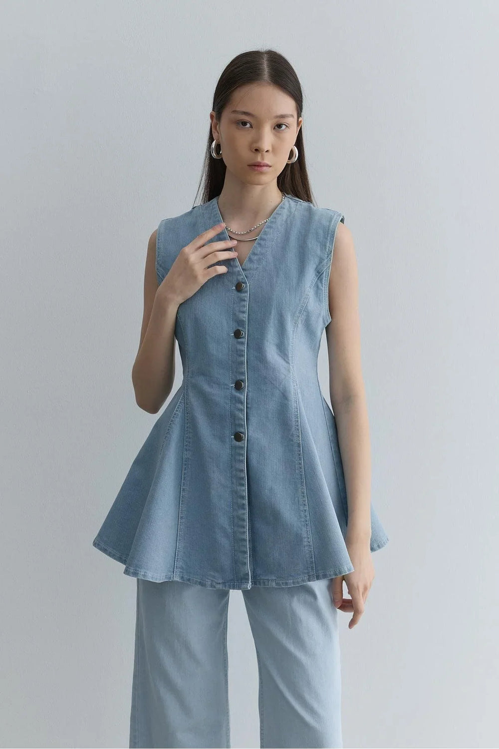 Godeli Denim Vest Light Blue