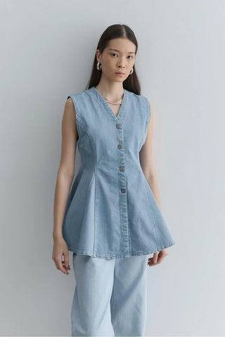Godeli Denim Yelek Açık mavi - Fahhar Design